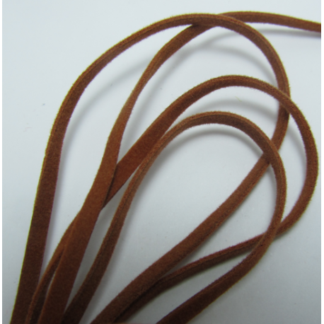 Cordoncino piatto tipo scamosciato 3x1 mm Marrone Chiaro Spezzone da 1 m - 1 pz