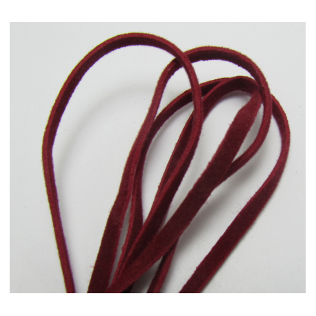 Cordoncino piatto tipo scamosciato 3x1 mm Bordeaux Spezzone da 1 m - 1 pz