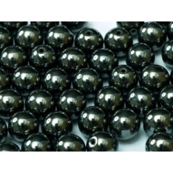Perle Tonde in Vetro di Boemia 3 mm Jet Hematite - 50 Pz