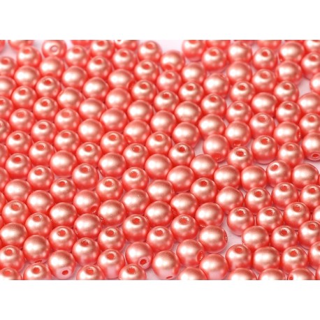 Perle Tonde in Vetro di Boemia 3 mm Pastel Light Coral - 50 Pz