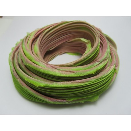 Shibori Silk Ribbon Green/Rose - 10 cm