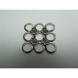 Connettore Quadrato con Fiori 28x28 mm Color Argento Anticato - 1 pz 