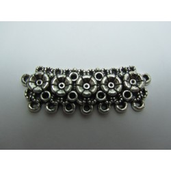 Connettore Curvo con Fiori 38x15 mm Color Argento Anticato - 1 pz 