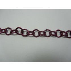Round Aluminium Chain Diamond Cut 12 mm Bordeaux - 1 m