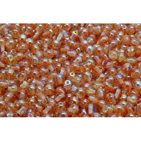 Perle Tonde in Vetro di Boemia 4 mm Crystal Orange Rainbow - 50 Pz