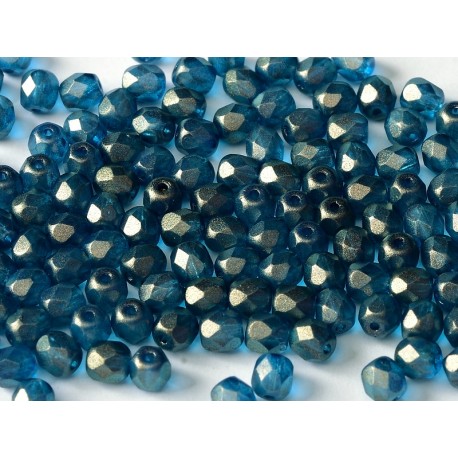 Mezzo Cristallo 4 mm Crystal Gold Touch Cerulean Blue - 50 Pz