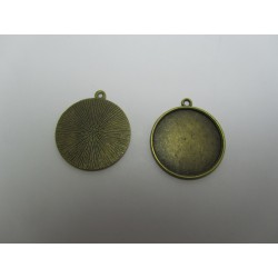 Round Pendant Cabochon Setting 28mm , Antique Bronze Color - 1 pc