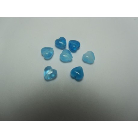 Perle forma Cuore 6 mm Azzurro variegato - 10 pz