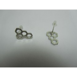 Perno Orecchino Cellette Alveare 15x11 mm Color Argento - 2 pz