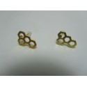 Ear-Pin Honeycomb Shape 15x11 mm, Gold Color Plated - 2 pcs