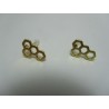 Ear-Pin Honeycomb Shape 15x11 mm, Gold Color Plated - 2 pcs
