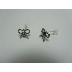 Perno Orecchino in Rame Fiocco 16x13 mm Color Argento Anticato - 2 pz