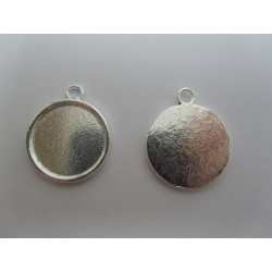 Round Pendant Cabochon Setting 24mm , Silver Color Plated - 1 pc