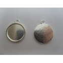 Round Pendant Cabochon Setting 24mm , Silver Color Plated - 1 pc