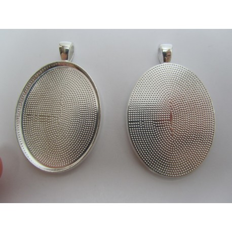 Base per Cabochon Ovale 50x32 mm - Color Argento - 1 pz