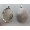Oval Pendant Cabochon Setting 50x32 mm , Silver Color Plated - 1 pc
