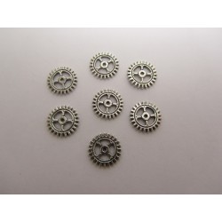 Charm Ruota Steampunk 10 mm, Color Argento Anticato - 10 pz