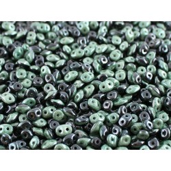 Superduo Duet® 2,5x5 mm Black/Opaque Green - 10 g