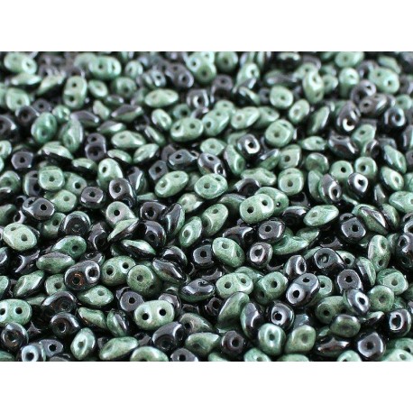 Superduo Duet® 2,5x5 mm Black/Opaque Green - 10 g