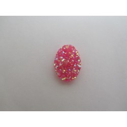 Oval Resin Cabochon Druzy 18x13 mm Fuchsia AB - 2 pcs