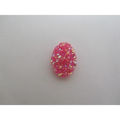 Cabochon Resina Ovale Druzy 18 x13 mm Fuchsia AB - 2 pz