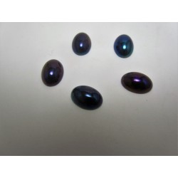 Oval Glass Cabochons 14x10 mm Blue Iris - 2 pcs