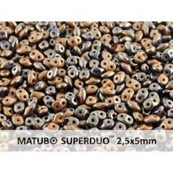 Superduo Duet® 2,5x5 mm Navy/Ivory Bronze Luster - 10 g