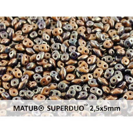 Superduo Duet® 2,5x5 mm Navy/Ivory Bronze Luster - 10 g