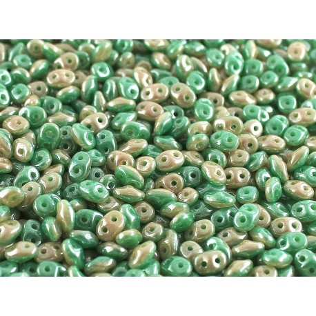 Superduo Duet® 2,5x5 mm Green Turquoise Ivory Luster - 10 g
