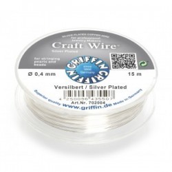 Griffin Copper Wire Craft Wire Silver Plated 0,4 mm - 15 m Spool