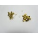 Copper Ear-Pin Triple Flower 15x14 mm, Gold Color Plated - 2 pcs