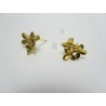 Copper Ear-Pin Triple Flower 15x14 mm, Gold Color Plated - 2 pcs