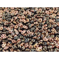 Superduo Duet® 2,5x5 mm Black/Opaque White Bronze Luster - 10 g