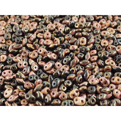 Superduo Duet® 2,5x5 mm Black/Opaque White Bronze Luster - 10 g