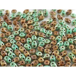 Superduo Duet® 2,5x5 mm Green Turquoise Ivory Picasso - 10 g
