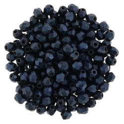 Fire Polished Faceted Round Beads 3 mm Metallic Suede Dark Blue - 50 pcs