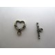 Chiusura T-Bar Cuore 11x14x1 mm, Color Argento Anticato - 4 pz 