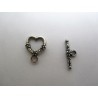 Chiusura T-Bar Cuore 11x14x1 mm, Color Argento Anticato - 4 pz 
