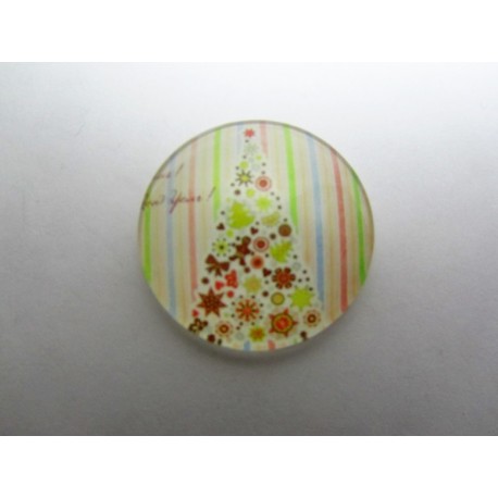 Cabochon Tondo in Vetro diametro 25 mm Soggetto Natalizio - 1 pz