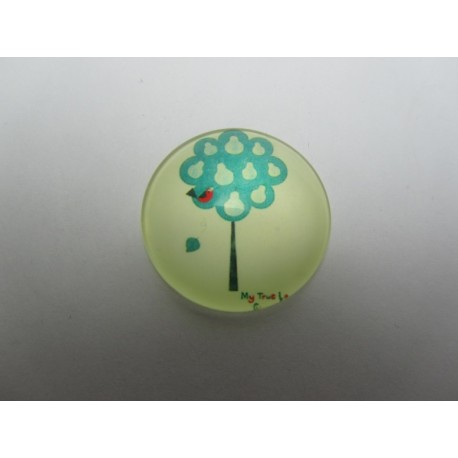 Cabochon Tondo in Vetro diametro 25 mm Soggetto Albero - 1 pz