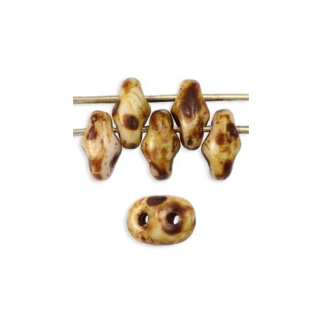 Superduo 2,5x5 mm Opaque White Picasso - 10 g