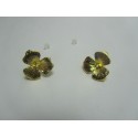 Perno Orecchino in Rame Fiore con Strass 16x14 mm Color Oro - 2 pz