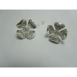 Perno Orecchino in Rame Fiore 16x16 mm Color Argento - 2 pz