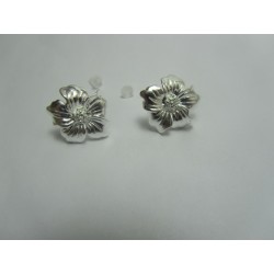 Perno Orecchino in Rame Fiore 16x16 mm Color Argento - 2 pz