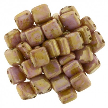 Perline Tile 6 mm Luster Opaque Rose/Gold Topaz - 40 Pz