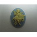 Cammeo Resina Ovale 40x30 mm Putto con freccia Ivory/Light Sapphire - 1 pz