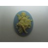 Cammeo Resina Ovale 40x30 mm Putto con freccia Ivory/Light Sapphire - 1 pz
