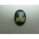 Cammeo Resina Ovale 25x18 mm Fata con rose Ivory/Dark Blue 1 pz