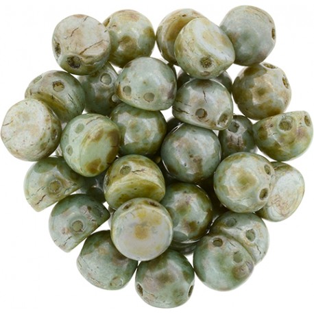 CzechMates Cabochon 2 Fori 7 mm Ultra Luster Opaque Green - 10 pz