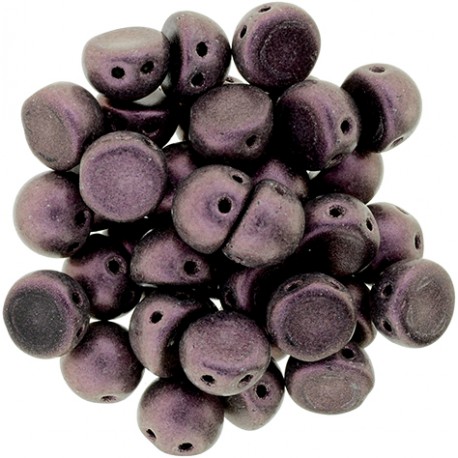 CzechMates Cabochon 2 Fori 7 mm Metallic Suede Pink - 10 pz